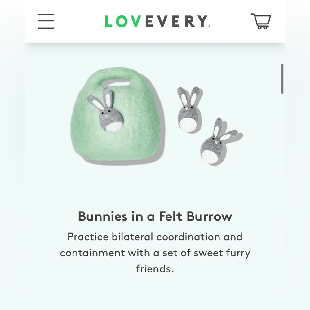 Lovevery Bunnies in a Felt Burrow
